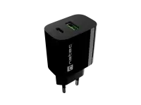 Natec Ribera USB Charger 1X USB-A + 1X USB-C 20W, Black