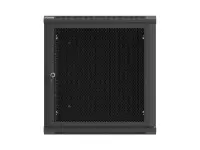 Wall mounted installation cabinet 19"12U, 600 x 600, Black perforated door (Flat pack) | Lanberg WF01-6612-23B | Lockable, vented top panel, perforated front door, single-leafed, 2 slots for fan, 1 mm thickness, 4 vertical mounting rails, grounding front door and bottom panel | Black – pilt 2