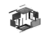 Wall mounted installation cabinet 19"12U, 600 x 600, Black perforated door (Flat pack) | Lanberg WF01-6612-23B | Lockable, vented top panel, perforated front door, single-leafed, 2 slots for fan, 1 mm thickness, 4 vertical mounting rails, grounding front door and bottom panel | Black – pilt 3