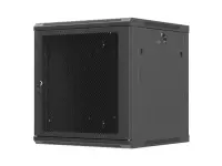 Wall mounted installation cabinet 19"12U, 600 x 600, Black perforated door (Flat pack) | Lanberg WF01-6612-23B | Lockable, vented top panel, perforated front door, single-leafed, 2 slots for fan, 1 mm thickness, 4 vertical mounting rails, grounding front door and bottom panel | Black – pilt 4