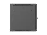 Wall mounted installation cabinet 19"12U, 600 x 600, Black perforated door (Flat pack) | Lanberg WF01-6612-23B | Lockable, vented top panel, perforated front door, single-leafed, 2 slots for fan, 1 mm thickness, 4 vertical mounting rails, grounding front door and bottom panel | Black – pilt 8
