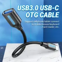 CABLE USB3.1C MALE TO A FEMALE/0.15M BLACK CCVBB VENTION – pilt 6
