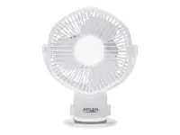 Adler Rechargeable fan with clip | AD 7335 | Table Fan | 6 W | Diameter 12.7 cm | Number of speeds 3 | Oscillation | White – pilt 14
