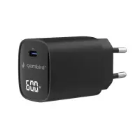 Gembird TA-UC-1C-PD60LCD-01-BK | 60W USB Type-C fast charger, LCD