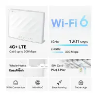 TP-LINK Archer MX700 | 4G+ AX1500 Dual Band Wi-Fi LTE Router | 802.11ax | Ethernet LAN (RJ-45) ports 1 | 10/100/1000 Mbit/s | Mesh Support Yes | 4G | MU-MiMO Yes – pilt 4