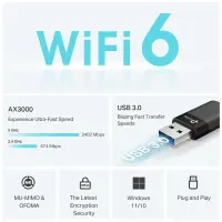 TP-LINK AX3000 Dual Band Wi-Fi 6 Wireless USB Adapter | Archer TX50U | 2.4 GHz, 5 GHz | 802.11ax | MU-MiMO No | no PoE | Antenna type Internal – pilt 4