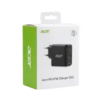 Acer 67W PD GaN Charger, 2 x USB C and 1 x USB A, EU Plug, 100W USB C cable, Retail Pack – pilt 2