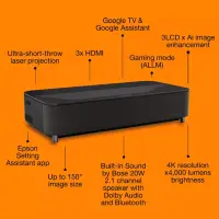 Epson EH-LS970B | 4000 ANSI lumens | 4K UHD (3840 x 2160) | Black | Wi-Fi