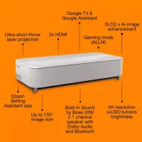 Epson EH-LS970W | 4000 ANSI lumens | 4K UHD (3840 x 2160) | White | Wi-Fi – pilt 4