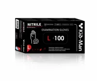 Nitriilkindad puudrita, suurus L, mustad, ühekordsed, KID-MAN, 100 tk