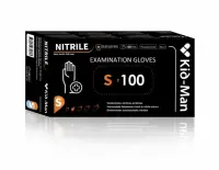 Nitriilkindad puudrita, suurus S, mustad, ühekordsed, KID-MAN, 100 tk