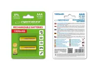 ESPERANZA RECHARGEABLE BATTERIES Ni-MH AAA 1000MAH 2PCS. YELLOW – pilt 2