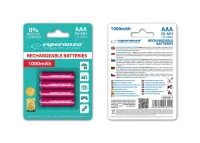 ESPERANZA RECHARGEABLE BATTERIES Ni-MH AAA 1000MAH 4PCS. RED – pilt 3