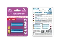 ESPERANZA RECHARGEABLE BATTERIES Ni-MH AA 2000MAH 2PCS. BLUE