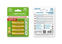 ESPERANZA RECHARGEABLE BATTERIES Ni-MH AA 2000MAH 4PCS. YELLOW – pilt 2