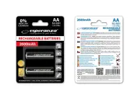 ESPERANZA RECHARGEABLE HIGH CAPACITY BATTERIES Ni-MH AA 2600MAH 2PCS.