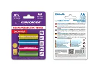 ESPERANZA RECHARGEABLE BATTERIES Ni-MH AA 2000MAH 4PCS. MIX OF COLORS – pilt 3
