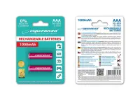 ESPERANZA RECHARGEABLE BATTERIES Ni-MH AAA 1000MAH 2PCS. RED