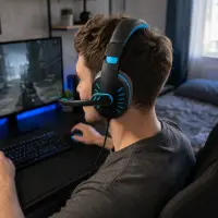 ESPERANZA HEADPHONES FOR GAMERS WITH MICROPHONE CROW BLUE – pilt 7