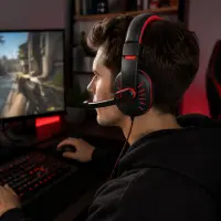 ESPERANZA HEADPHONES FOR GAMERS WITH MICROPHONE CROW RED – pilt 3