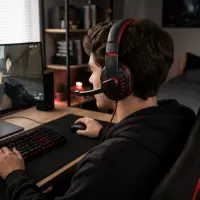 ESPERANZA HEADPHONES FOR GAMERS WITH MICROPHONE CROW RED – pilt 5