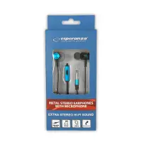 ESPERANZA METAL EARPHONES WITH MICROPHONE EH207 BLACK/BLUE – pilt 3