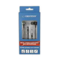ESPERANZA METAL EARPHONES WITH MICROPHONE EH207 BLACK/SILVER – pilt 2