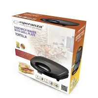 ESPERANZA SANDWICH MAKER WITH GRILL PLATE 1000W TORTILLA – pilt 5