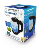 ESPERANZA ELECTRIC GLASS KETTLE WITH LED LIGHT YUKON 1.7 L BLACK – pilt 6