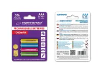 ESPERANZA RECHARGEABLE BATTERIES Ni-MH AAA 1000MAH 4PCS. MIX OF COLORS – pilt 2