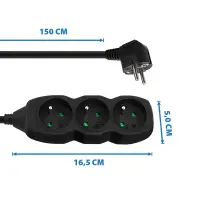 ESPERANZA POWER STRIP 3 SOCKETS 1.5M BLACK – pilt 3