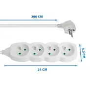 ESPERANZA POWER STRIP 4 SOCKETS 3M WHITE – pilt 2