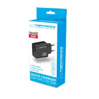 ESPERANZA QUICK POWER CHARGER 20W USB-C PD BLACK