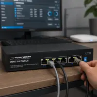 ESPERANZA 4 PoE+2 UPLINK PORT ETHERNET SWITCH 10/100 SPINNER – pilt 5
