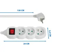 ESPERANZA POWER STRIP 3 SOCKETS SWITCH 1.5M WHITE – pilt 3
