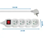 ESPERANZA POWER STRIP 4 SOCKETS SWITCH 1.5M WHITE – pilt 6