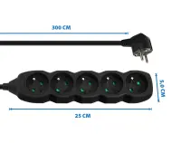 ESPERANZA POWER STRIP 5 SOCKETS 3M BLACK – pilt 3