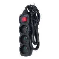 ESPERANZA POWER STRIP 3 SOCKETS SWITCH 1.5M BLACK