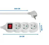 ESPERANZA POWER STRIP 3 SOCKETS SWITCH 3M WHITE – pilt 4
