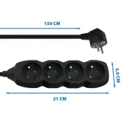 ESPERANZA POWER STRIP 4 SOCKETS 1.5M BLACK – pilt 3