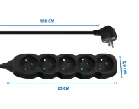 ESPERANZA POWER STRIP 5 SOCKETS 1.5M BLACK – pilt 4