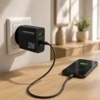 ESPERANZA QUICK POWER CHARGER 20W USB-C PD 20W / USB-A QC 3.0 18W BLACK – pilt 6