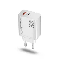 ESPERANZA QUICK POWER CHARGER 20W USB-C PD 20W / USB-A QC 3.0 18W WHITE