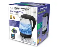 ESPERANZA ELECTRIC GLASS KETTLE WITH LED LIGHT SALTO ANGEL 1.7 L BLACK – pilt 3