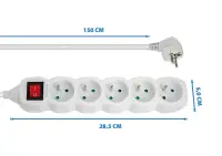 ESPERANZA POWER STRIP 5 SOCKETS SWITCH 1.5M WHITE – pilt 2