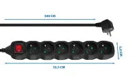 ESPERANZA POWER STRIP 6 SOCKETS SWITCH 3M BLACK – pilt 2