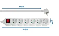 ESPERANZA POWER STRIP 6 SOCKETS SWITCH 3M WHITE – pilt 3