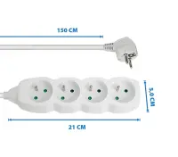 ESPERANZA POWER STRIP 4 SOCKETS 1.5M WHITE – pilt 3