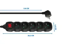 ESPERANZA POWER STRIP 5 SOCKETS SWITCH 1.5M BLACK – pilt 3