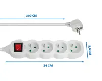 ESPERANZA POWER STRIP 4 SOCKETS SWITCH 3M WHITE – pilt 5